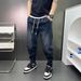 Men's Retro Washed Distressed Blue Jeans Loose Fit Casual Harem Pants Low Waist Standard Thickness Slight Stretch_mkmklike.com