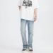 Nordmann European And American Retro Washed Light Blue Jeans For Men With Split Cuffs Adjustable Hip-Hop Street Style Pants_mkmklike.com