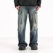 Men's Heavyweight Straight Leg Cargo Jeans Loose Fit Wide Leg Casual Trousers American High Street Style Trendy Cool_mkmklike.com