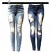 Women's Mid-Waist Distressed Jeans European American Style Denim Clothing FPopular New Arrivals_mkmklike.com