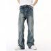 Men's Clothing Retro Distressed Colored Flared Casual Jeans_mkmklike.com