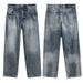 Men's Clothin Washed Retro Straight Leg Jeans Autumn High Street Loose Trousers Wide Leg Vintage Washed Denim Pants For Cleanfit Style_mkmklike.com