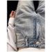Ink Splash Ripped Straight Jeans For Women, Summer New Light Blue High Waist Loose Slimming Narrow Wide Leg Pants Trend_mkmklike.com