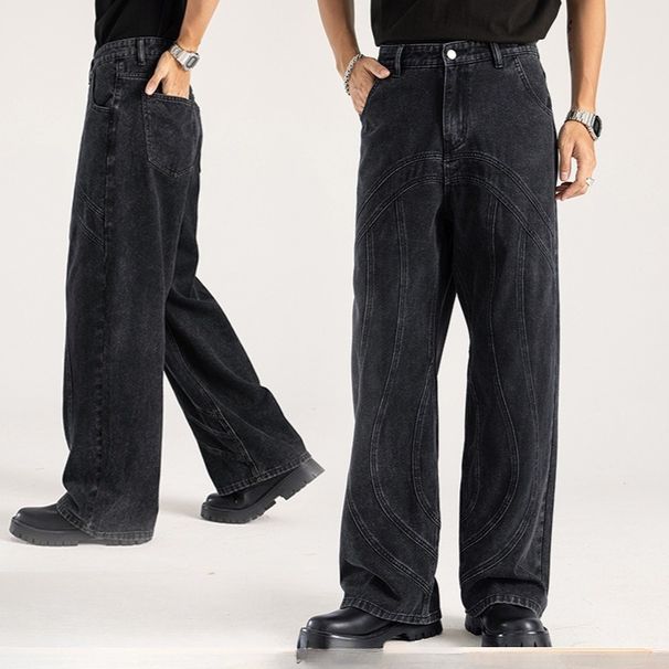 Men's Clothing Jeans Straight Wide Leg Jeans Washed High Quality Long Casual Jeans_mkmklike.com