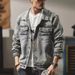 Men's Clothing Vintage Washed Denim Jacket – Oversized Workwear Coat For Men (Sandstone, M-XXXL) Hot-selling_mkmklike.com