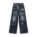 Men's Tie Dye Ripped Jeans Straight Leg Loose Fit Wide Leg American High Street Style Trendy Cool And Rebellious Distressed Long Pants_mkmklike.com