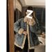 Chicco Japanese Retro Denim For Women 2025 New Autumn Feel Lamb Wool Casual Winter Cotton Jacket With Spandex_mkmklike.com