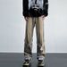 Men's Blue Jeans New Style Straight Leg Loose Fit With Ribbon Design High Street Wide Leg Pants_mkmklike.com