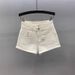 Summer High-Waisted White Denim Shorts For Women Stretch Slim Fit A-Line Flattering For Petite Hot Pants New Style_mkmklike.com