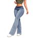 Size Cross-Border European And American Peach Butt Jeans For Women, Tight Elastic Long, Slimming High Waist Flared_mkmklike.com