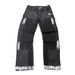 Men's Clothing Menswear Trendy Patchwork Distressed Washed Denim Cargo Pants With Hand Painted Details And Embroidery, Size S._mkmklike.com