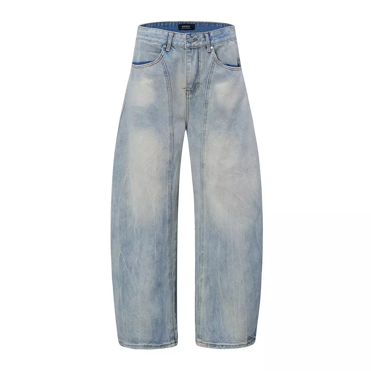 "Men's Deconstructed Washed Jeans – Distressed Blade-Cut Wide-Leg Trousers (Vintage Streetwear, Oversized Fit,Summer Lightweight)"_mkmklike.com