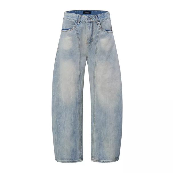 "Men's Deconstructed Washed Jeans – Distressed Blade-Cut Wide-Leg Trousers (Vintage Streetwear, Oversized Fit,Summer Lightweight)"_mkmklike.com