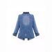 Plus Size Women's Denim Shirt With Zip Detail & Elastic Waist, Casual Oversized Chambray Top For Everyday Comfort_mkmklike.com