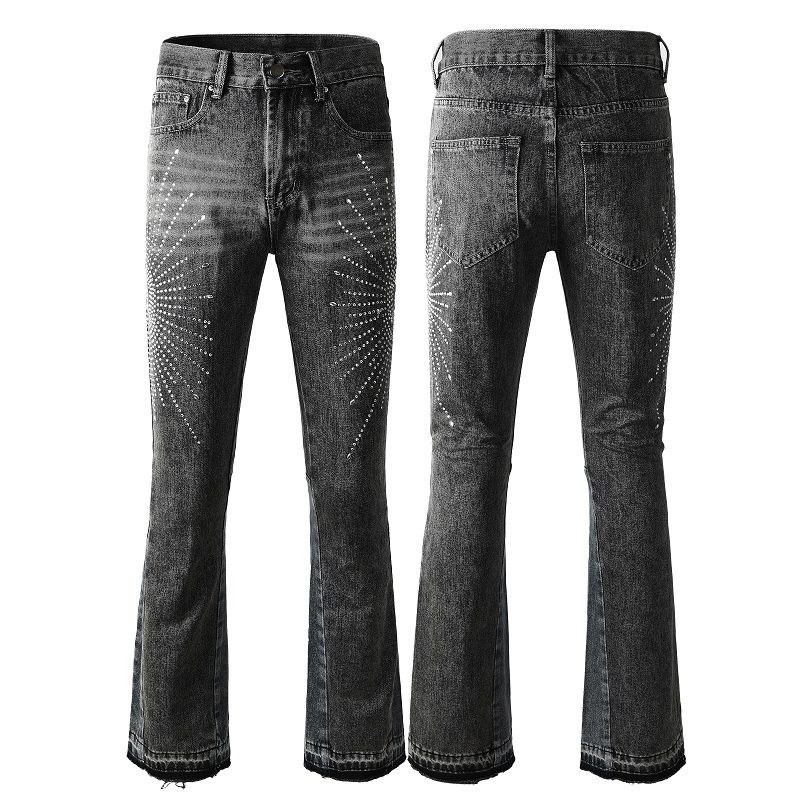 hot Seller Rhinestone Printed Jeans Flare Jeans Rock Men Mens Flare Pants_mkmklike.com