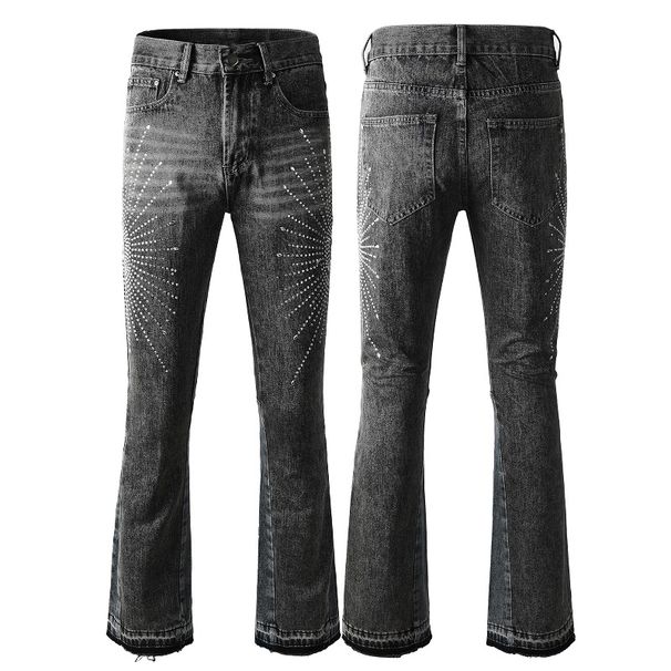 hot Seller Rhinestone Printed Jeans Flare Jeans Rock Men Mens Flare Pants_mkmklike.com