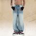 American Style Washed Vintage Loose Wide-Leg Versatile Trendy Brand Men's Summer Straight Casual Jeans_mkmklike.com