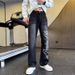 Vintage Washed Denim Jeans For Men & Women – Streetwear Straight Fit With Distressed Print & Flared Hem (S-3XL, Cotton Blend, Retro Y2K Aesthetic)_mkmklike.com
