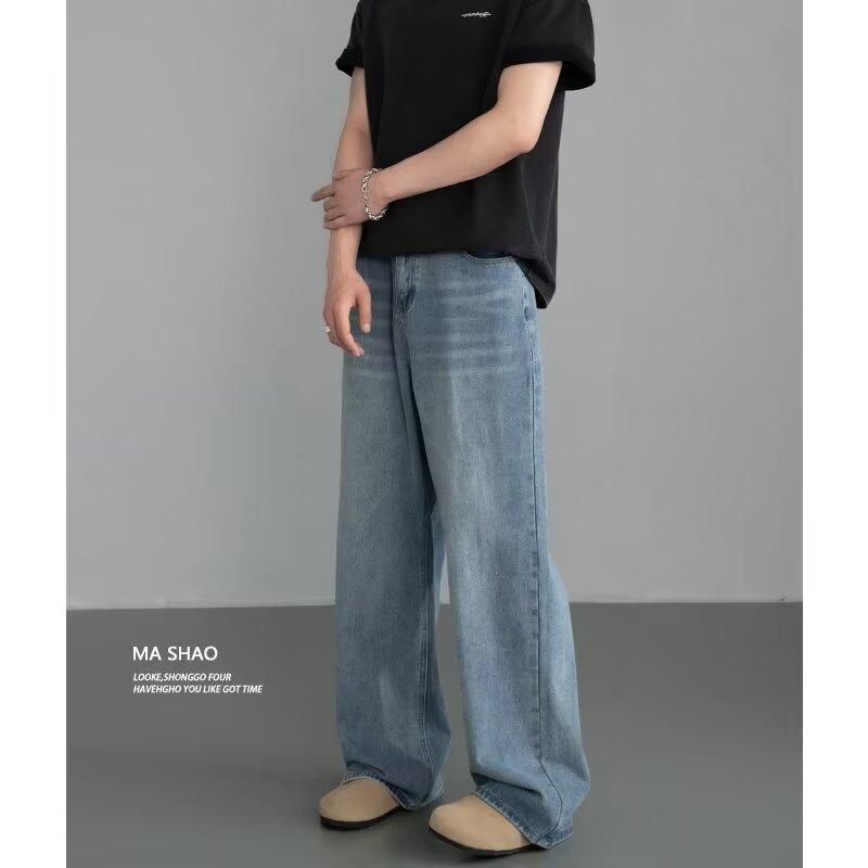 "90s Vintage Wide-Leg Jeans – Unisex High Waist Relaxed Fit Denim Pants (Oversized Straight Cut, Retro Streetwear Year-Round Staple)"_mkmklike.com