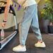 Men's Trendy Harem Jeans Loose Fit Tapered Knee Cropped Casual Pants American High Street Style Versatile Cool Washed_mkmklike.com