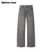 14.2oz Premium Washed Grey Relaxed Wide-Leg Jeans – Vintage High-Waisted Straight & Flared Denim Pants For Men & Women_mkmklike.com