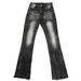 YKK Zipper American High Street Cleanfit Black Jeans Men's Micro Pull Slim Fit Straight Pants_mkmklike.com