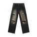 EF JEANS | 2025 Spring New American High Street Graffiti Splicing Design Ripped Personality Straight Jeans_mkmklike.com