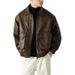 Loom Urban Cool! Men's Leather Jacket With Lychee Texture, Loose Fit, Winter Commuter Style, Handsome Turn-Down Collar Zipper_mkmklike.com