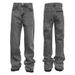 Cleanfit Men's Grey Flared Jeans Retro High Street Vibe Washed Ankle Tassel Detail Slim Fit Casual Denim Pants_mkmklike.com