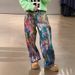 Graffiti Oil Painting Wide-leg Jeans For Men, New Spring And Autumn Niche American Street Vintage Straight-leg Long Pants For Men_mkmklike.com