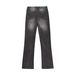 Streetwear Black Washed Distressed Jeans - Slim Bootcut & Lightning Bolt Stitch Vintage Denim Pants For Men, Edgy & Versatile_mkmklike.com