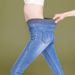 Women's Clothing High-Waisted Plus Size Slim Fit Jeans Fleece Lined Elastic Waist Korean Style Pencil Pants For Autumn_mkmklike.com