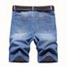 Men's Mid-Length Denim Shorts Summer Ripped Straight Leg Distressed Fashionable Simple Casual Pants_mkmklike.com