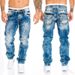 Suitable For All Seasons 2024 New Men's Casual Stitched Straight Leg Hip Hop Jeans_mkmklike.com