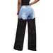 Women's High-Waisted Washed Denim Jeans Lace Trimmed Patchwork Style_mkmklike.com