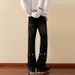 Men's Yellow Mud Flared Jeans Straight Leg Loose Fit Retro American High Street Slimming Trendy Cool Pants_mkmklike.com