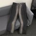Men's Gradient Frayed Hem Flared Jeans – Vintage Washed Denim Pants With Distressed Details (S-3XL, Blue/Black)_mkmklike.com