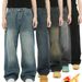 Men's Clothing Retro Vibe Style Plus Velvet Straight Wide Leg Jeans Casual_mkmklike.com