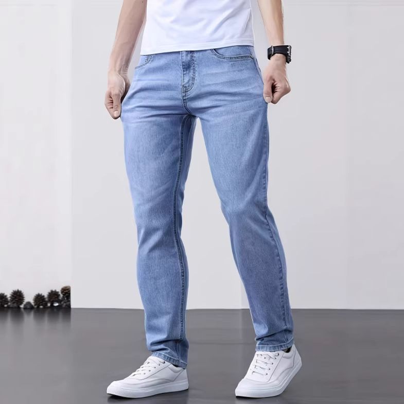 Men's Stretch Slim Fit Business Casual Jeans - Straight Leg Comfort Denim Pants For Office & Everyday Wear (S-2XL)_mkmklike.com