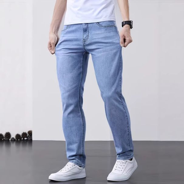 Men's Stretch Slim Fit Business Casual Jeans - Straight Leg Comfort Denim Pants For Office & Everyday Wear (S-2XL)_mkmklike.com