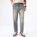 Men's Versatile Straight Leg Cropped Jeans mid Waist Loose Fit Trendy Street Style Basic Flattering for All Body Types plus Size_mkmklike.com