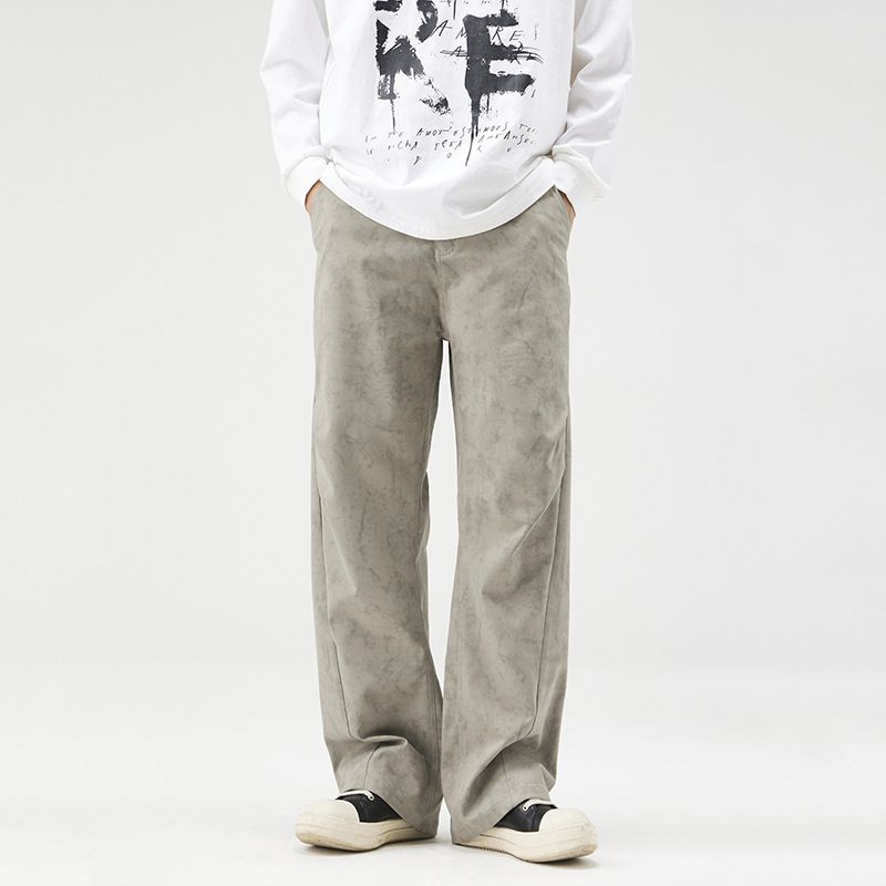 New In Stock Trendy Men's Khaki Casual Pants Loose Comfortable Street Fashion Versatile Straight Long_mkmklike.com