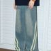 American Retro Washed Striped High Street Splicing Jeans Loose Straight Pants Couple Versatile Casual Trousers_mkmklike.com