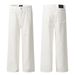 Distressed White Jeans For Men & Women - Loose Fit High Waist Straight Leg Casual Trousers With Raw Hem Design_mkmklike.com