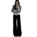 Women's Winter Flared Jeans - Warm Fleece-Lined Straight Leg Black Denim Pants For Everyday Comfort_mkmklike.com