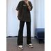 Cleanfit Men's Slim Fit Stretch Jeans Pure Black High Street Style West Coast American Vibe Flare Pants_mkmklike.com