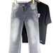 Ink Splatter Ripped Flared Jeans High Street Distressed Washed Straight Leg Trousers mid Waist Long Non-Stretch Blue_mkmklike.com