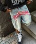 Cross Border Factory Direct Sales American Retro Washed Loose Shorts Personality Trend Pattern Street Straight Jeans Men_mkmklike.com
