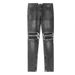 Men's Clothing High Street Fashion Brand Washed Slim Zipper Knee Ripped Jeans Men's Trousers_mkmklike.com