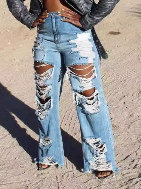 K Sexy Fashion Embroidered Ripped Jeans For Women_mkmklike.com